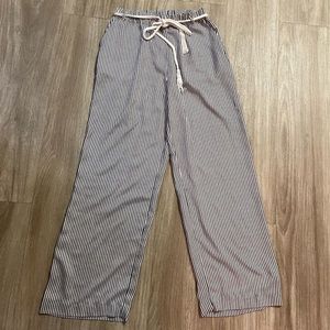 Striped Silk Pants with Rope Belt